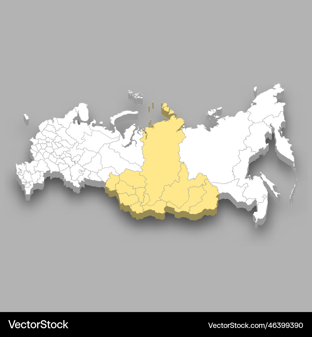 Регионы сибирской фото Siberia region location within russia map Vector Image