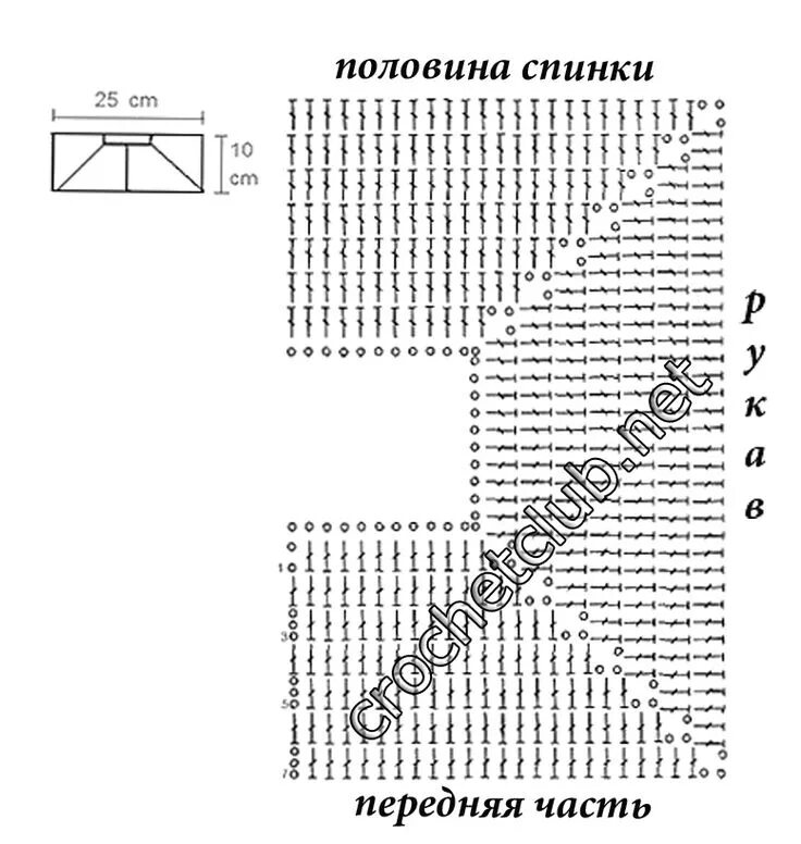 Реглан крючком схема и описание Вязание, Схемы вязания крючком, Вязание крючком