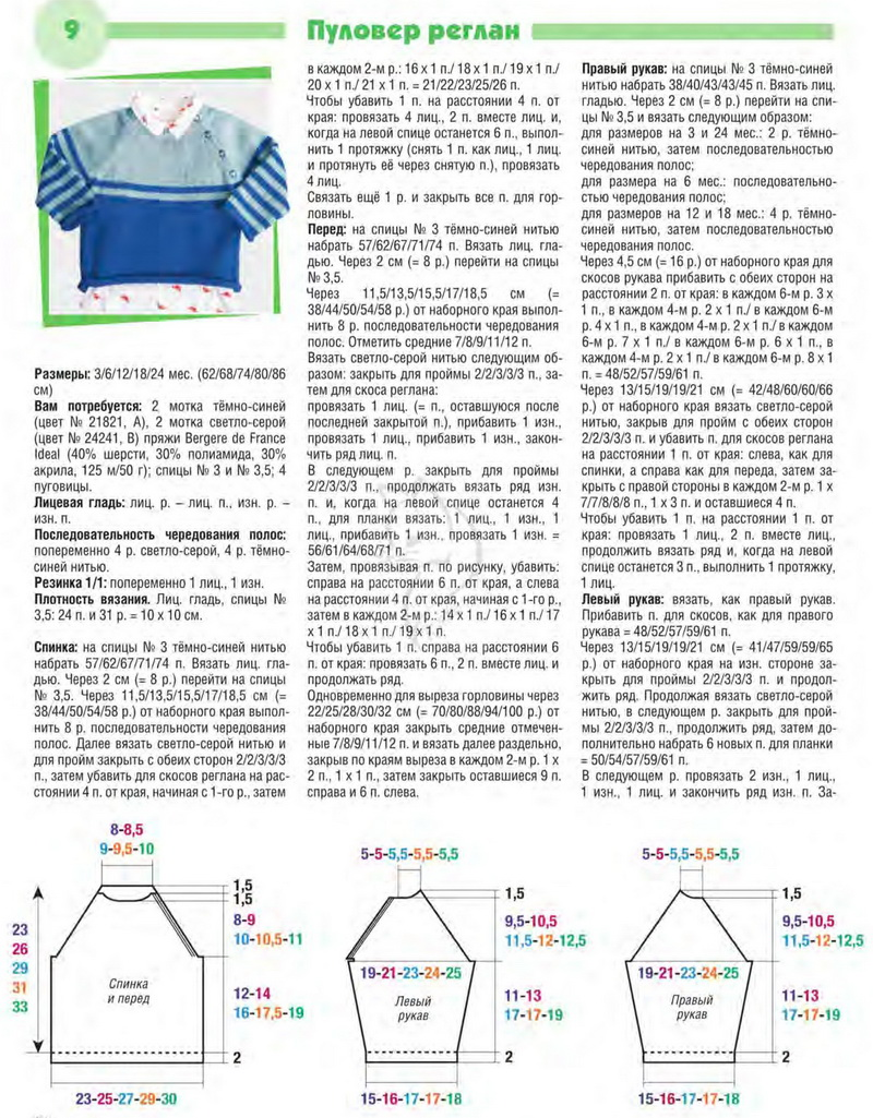 Реглан схема вязания спицами детям Пуловер реглан для малышки Ольга Жернакова Дзен