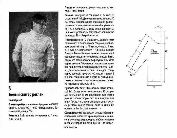 Реглан сверху мужское спицами схемы Вязание спицами мужской свитер регланом сверху