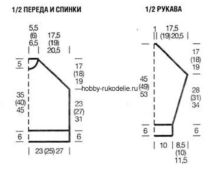 Реглан вязание спицами снизу схема Связать рукава реглан снизу спицами