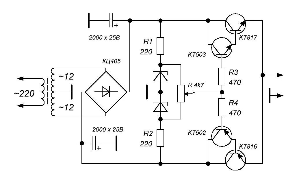 Регулировка напряжения схема своими руками Стабилизатор напряжения мощный фото - DelaDom.ru