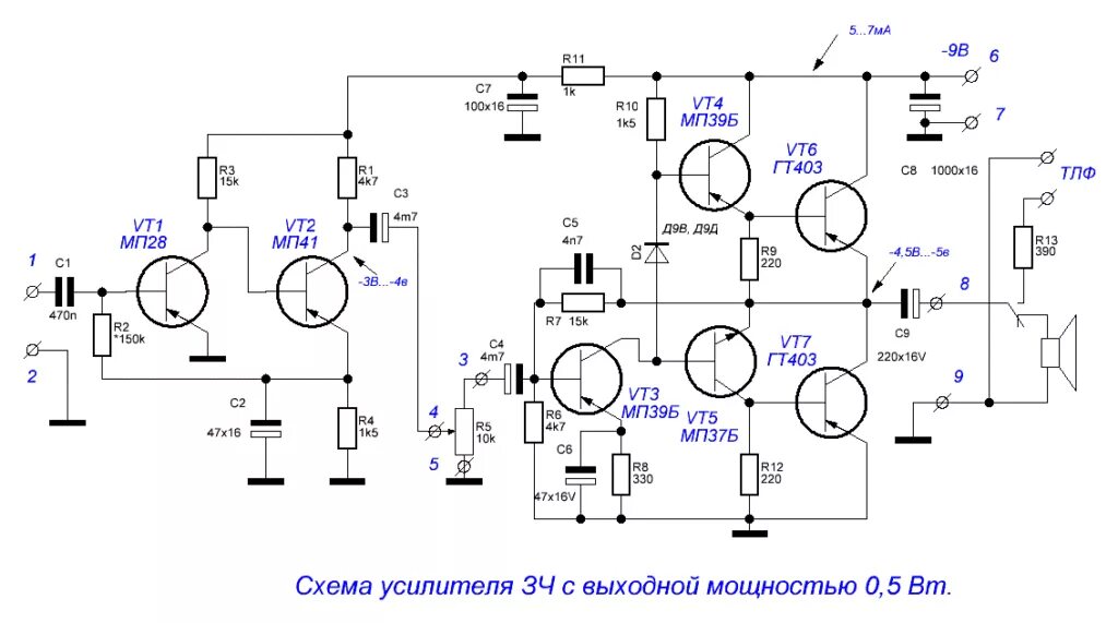 Регулируемый усилитель схема Усилитель на германиевых транзисторах своими руками