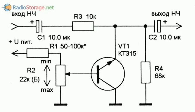 Регулятор громкости для усилителя схема Простые регуляторы громкости на транзисторах КТ315 Elektronik
