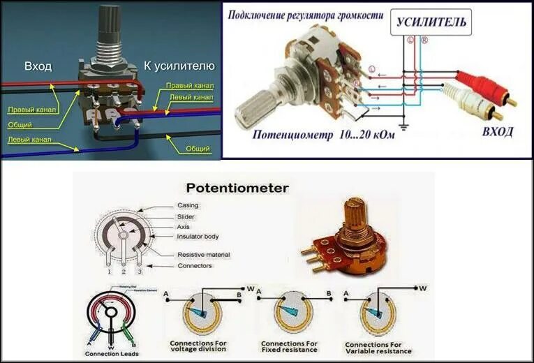 Регулятор громкости для усилителя схема Потенциометры стерео купить в Украине