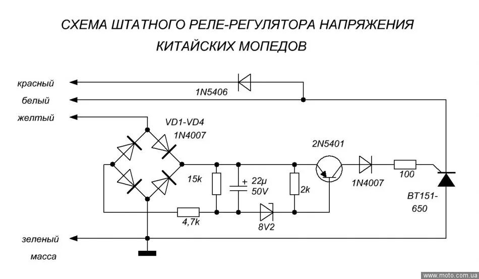 Регулятор напряжения электросхемы Регулятор напряжения 4т китайского двигателя 110 сс для мопеда -- Форум водномот