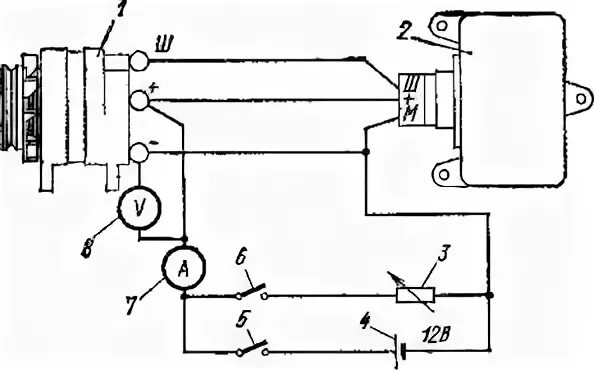 Регулятор напряжения газ 3307 схема подключения Рис. 164. Схема проверки регулятора напряжения ГАЗ-24