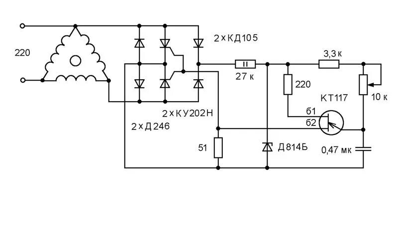 Регулятор оборотов двигателя 220в подключение Ответы Mail.ru: Подскажите, - эта схема работоспособна?