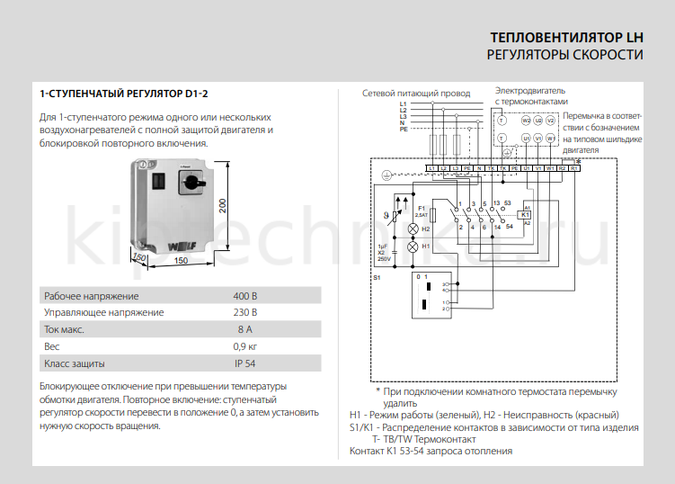 Симисторный регулятор скорости VRS 1,5 DN Polar Bear Каталог InHouse-spb