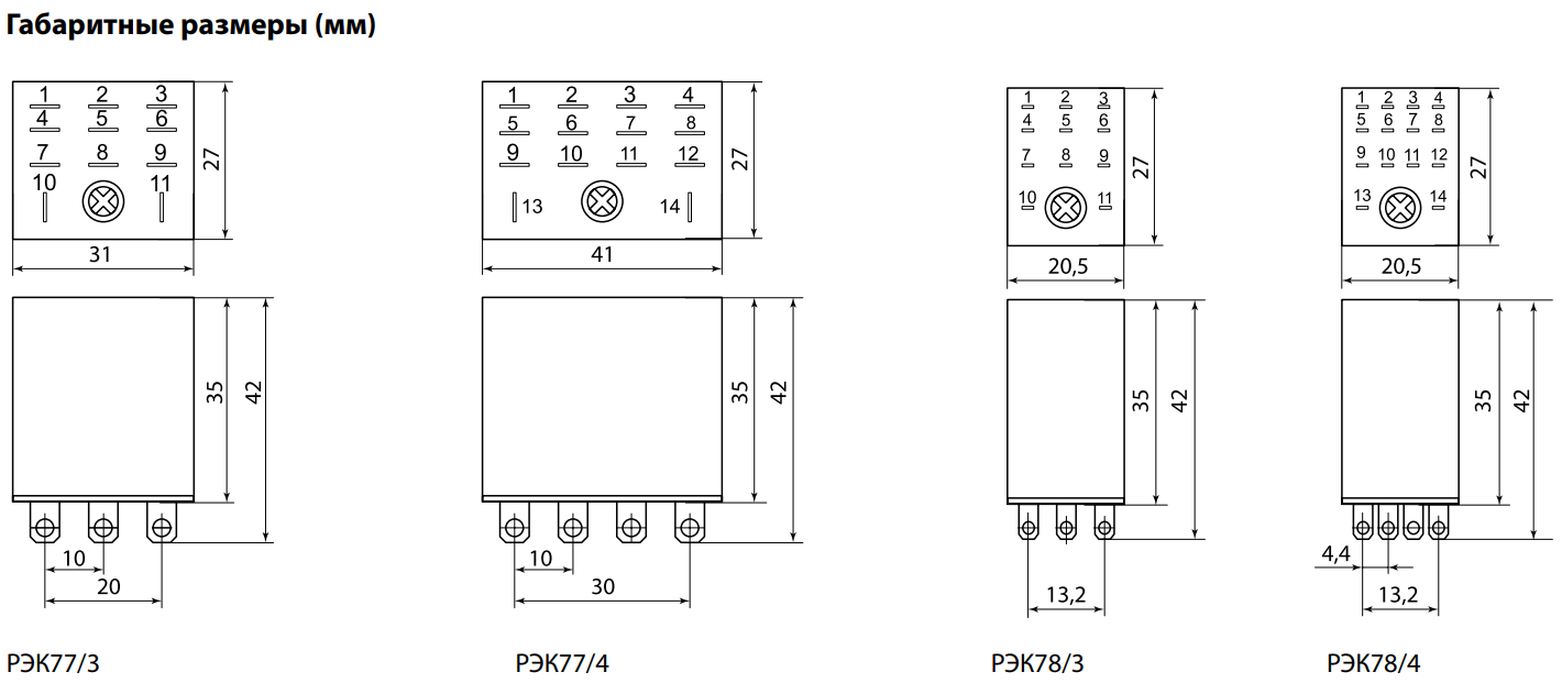 Рек 78 4 схема подключения Реле РЭК77/4 с инд. 10А 230В AC TDM, Реле промежуточные РЭК, каталог, заказ, дёш