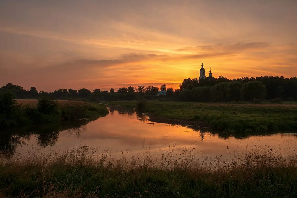 Река шерна фото Sunset on the Sherna River Вид на село Филипповское с бере. Flickr