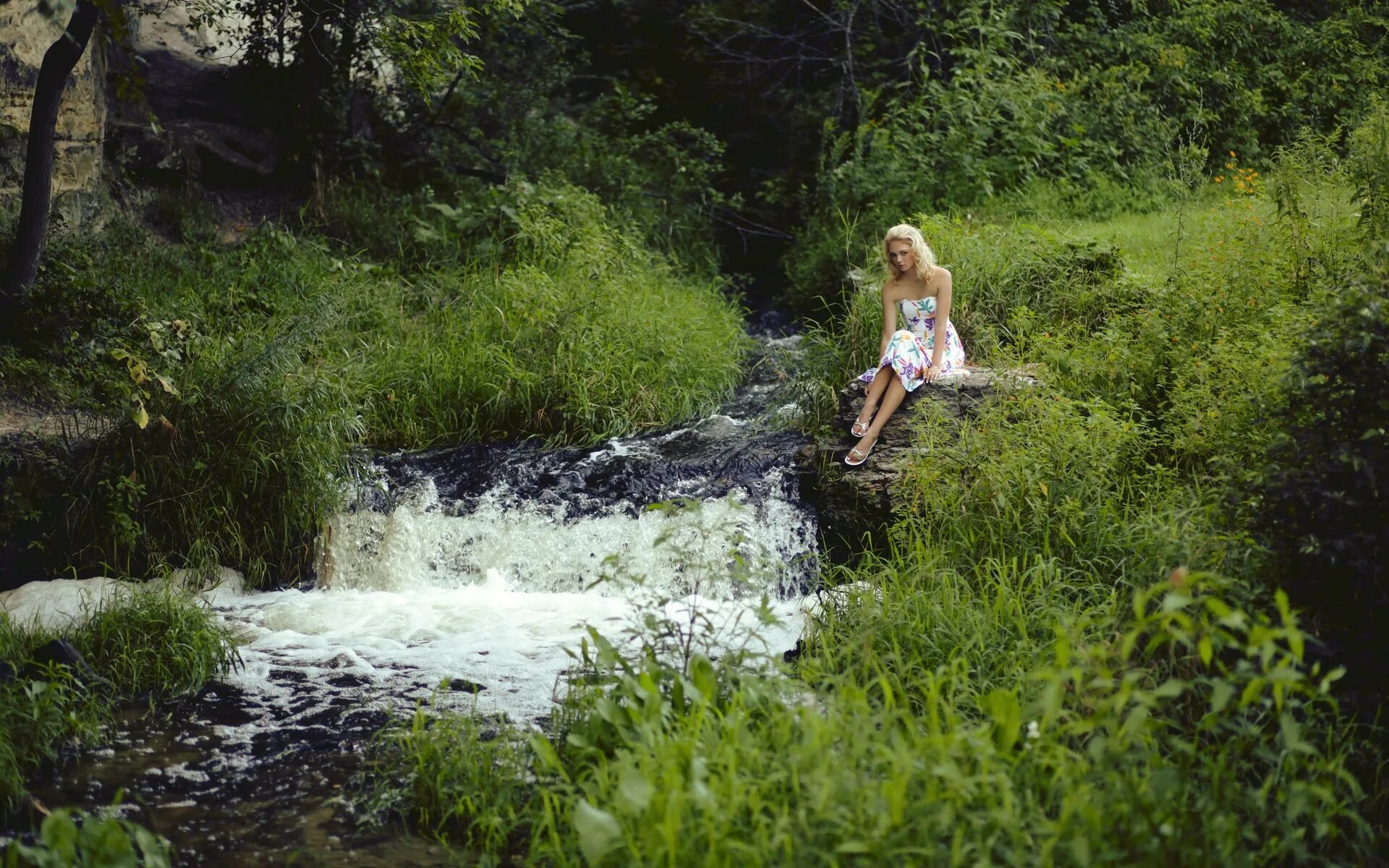 Река спина фото Wallpaper : forest, waterfall, model, blonde, nature, photography, river, wilder