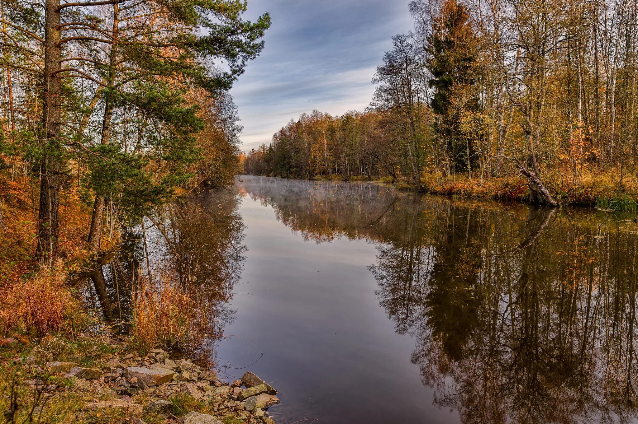 Река в лесу осенью фото Обои водоём пейзаж осень 1242x2688 iPhone XS Max от photomonstr - картинки на ра