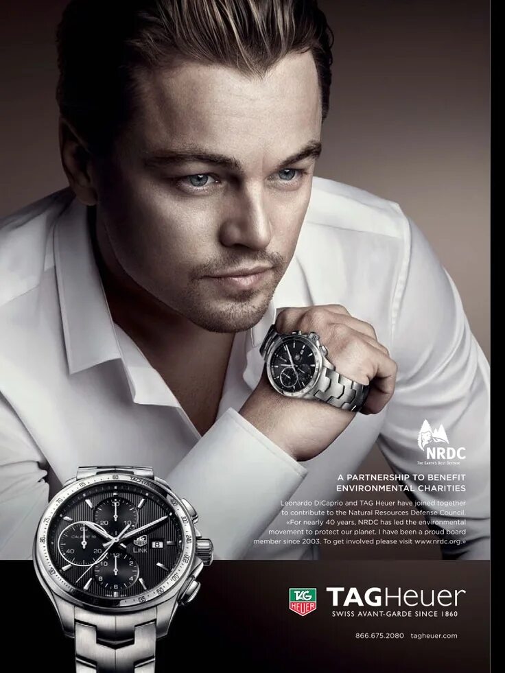 Реклама часов наручных фото Leonardo DiCaprio for TAGHeuer Tag heuer, Leonardo dicaprio, Watches for men