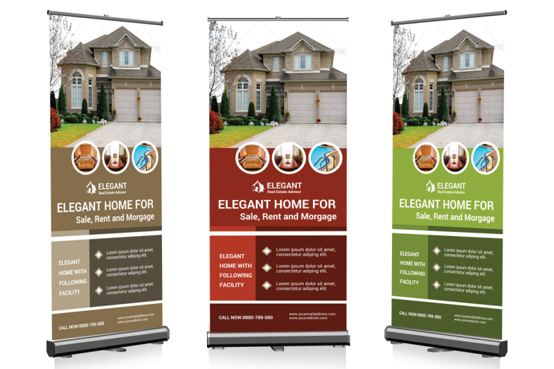 Реклама дома пример Estate Agency Roll up Banner By UniqueDesigning TheHungryJPEG