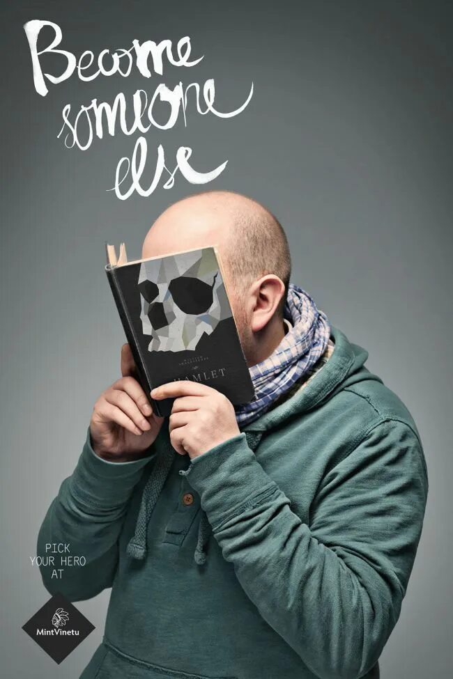 Реклама книги фото Become Someone Else, A Clever Bookstore Ad That Uses Book Covers To Change a Per