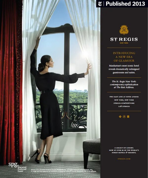 Реклама отеля фото A St. Regis New York Face-Lift Spurs a Glamour Campaign - The New York Times