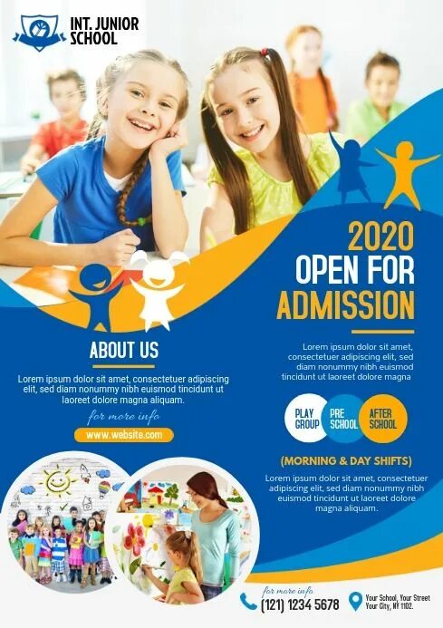 Реклама школы фото Kids School Admission Flyer in 2020 School admissions, Education poster design, 