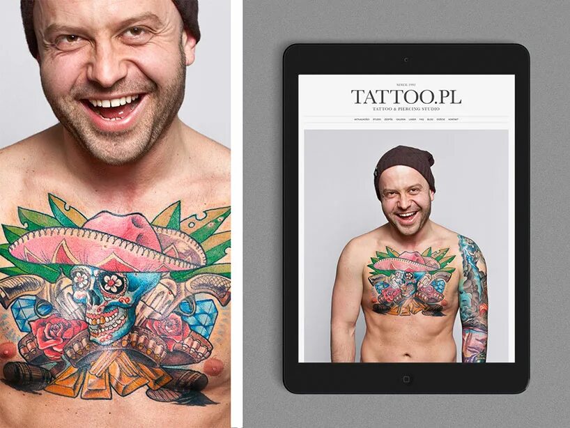 Реклама тату фото TATTOO.PL's rebrand highlights simplicity, art & human beings