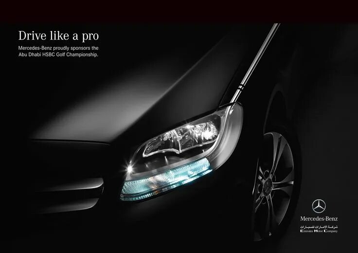 Реклама тюнинга автомобилей Golf, Mercedes benz, Car advertising design