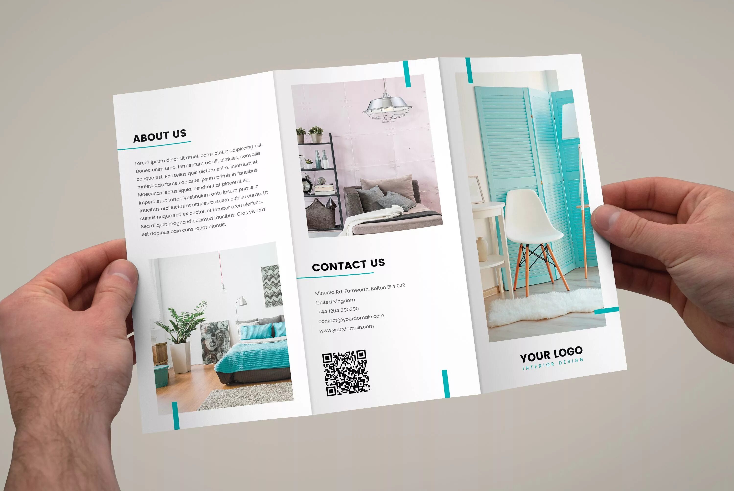 Рекламный дизайн проект Brochure - Interior Design Tri-Fold Template Trifold brochure design, Brochure d