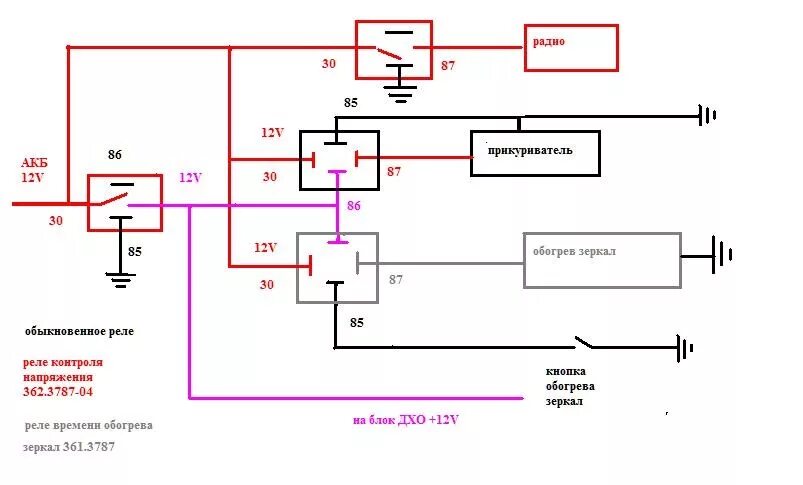 Реле 361.3787 схема подключения Приближается зима задумался о теплом салоне и об облегчении пуска ДВС при автоза