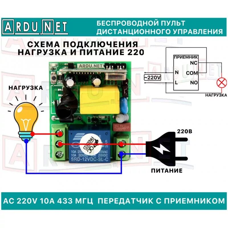 Реле 433 мгц подключение Беспроводной пульт ДУ Передатчик Приемником AC220V 433 МГц радио реле