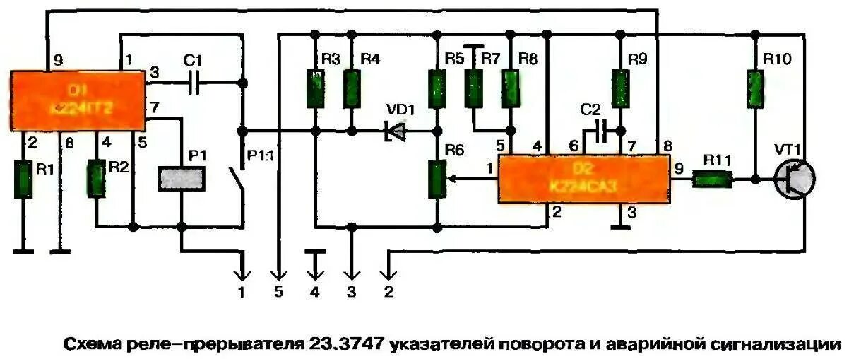 Реле 495.3747 схема подключения Реле указателя поворотов - как устроен прерыватель, принцип работы + Видео