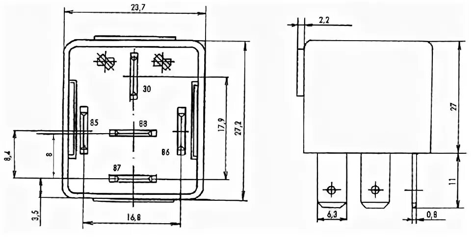 Реле 90.3747 схема подключения 75377711 Реле электромагнитное 12V 4-х контактное 30А замык. карман под кронтейн