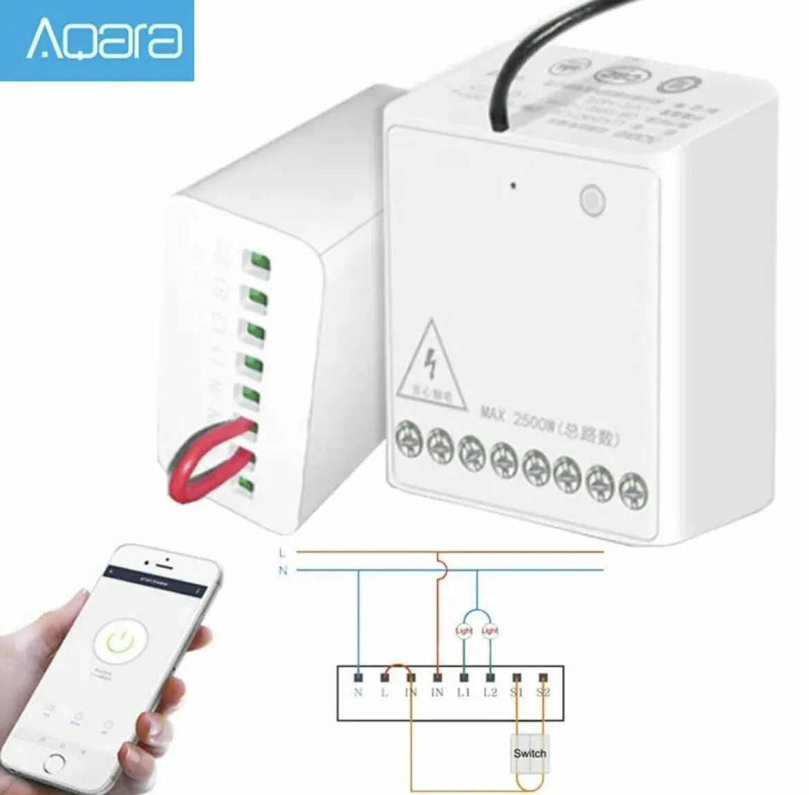 Реле агара подключение Реле умное (двухканальное) Aqara Wireless relay LLKZMK11LM/работает с Apple Home