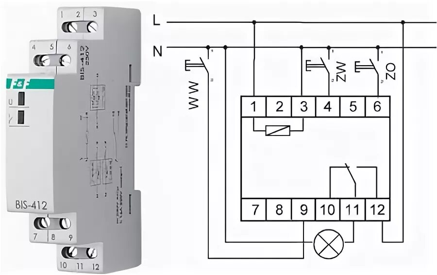Реле bis 411 схема подключения Управление освещением с использованием импульсного реле Проектирование электросн