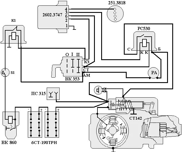 Реле блокировки стартера камаз 4310 схема подключения Учебный вопрос № 2 Включатель стартера, цепь дистанционного управления стартера 