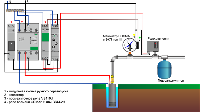 Реле для скважинного насоса схема подключения Автоматизация насосов водоснабжения