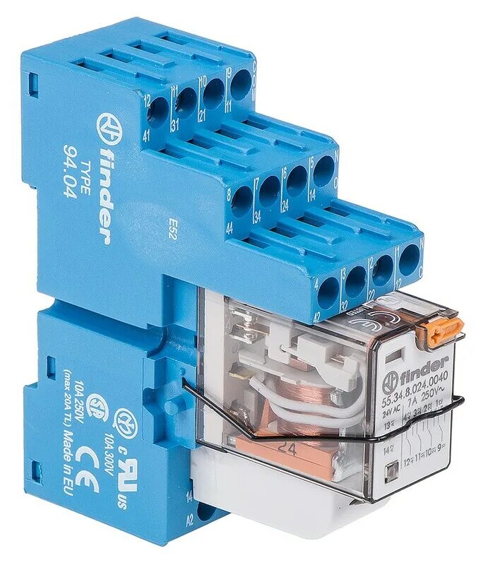 Реле finder подключения 58.34.8.024.0060SMA, Finder 58 Series Interface Relay, DIN Rail Mount, 24V ac Co