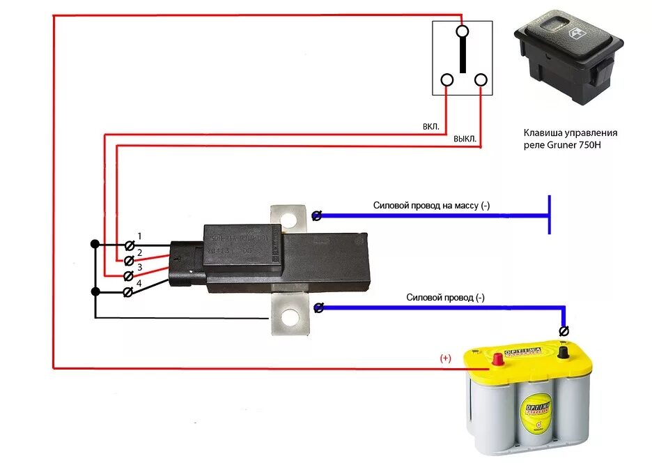 Реле грюнера схема подключения Размыкатель массы/плюса АКБ/лебёдки - Mitsubishi Pajero Sport (1G), 3 л, 2003 го