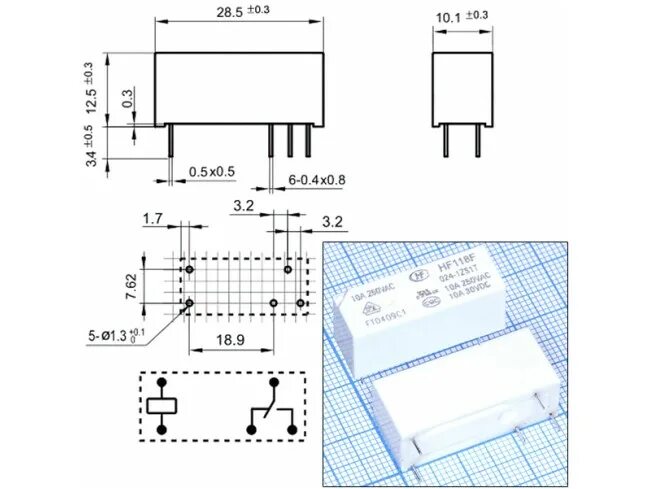 Реле hf105f 4 схема подключения Купить Реле 24VDC HF118F/024-1ZS1 1C 10A/250VAC в Великом Новгороде