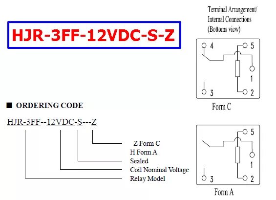 Реле hjr 3ff s h схема подключения HJR-3FF-12VDC-S-Z Datasheet PDF - 12V DC Relay - Tianbo