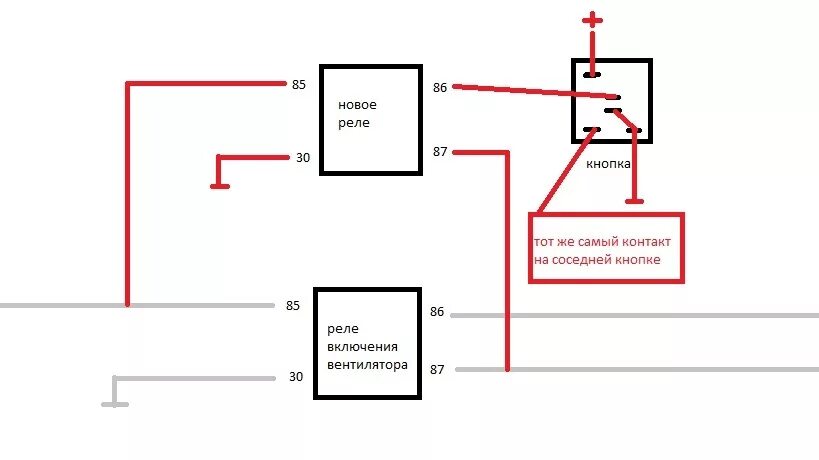 Реле кнопка подключение Включение вентилятора и видеорегистратора с кнопки нового образца ВАЗ - Lada 211