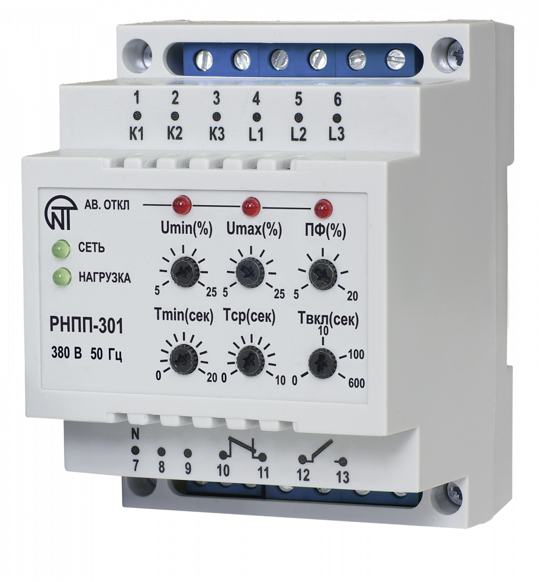Реле контроля фаз 3 фазное подключение Реле напряжения, перекоса и последовательности фаз РНПП-301-3 3425600301-3 купит