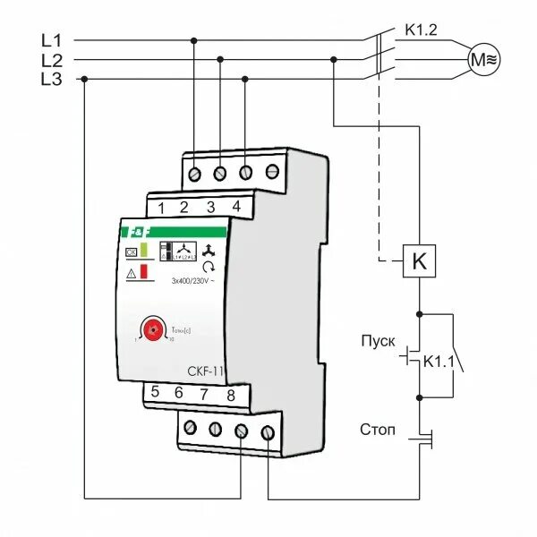 Реле контроля напряжения трехфазное схема подключения Реле контроля фаз для сетей с изолированной нейтралью CKF-11 ЕА04.004.003 75723 