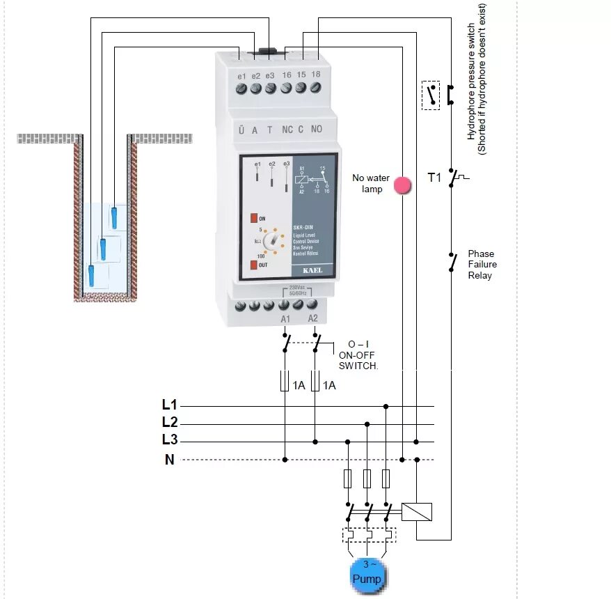 Реле контроля уровня жидкости схема подключения Реле контроля уровня жидкости SKR DIN