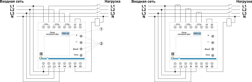 Реле нагрузка подключение Реле контроля фаз РКФ-3Ц - купить по цене производителя в Санкт-Петербурге, Нижн