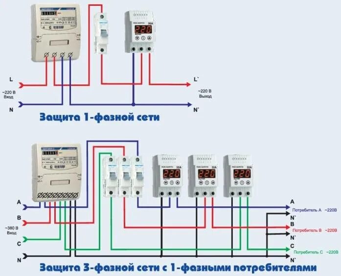 Реле напряжения 220в для дома подключение Однофазное реле напряжения: как правильно подключить, схема