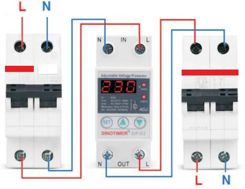 Реле напряжения и дифавтомат схема подключения Схема установки реле напряжения: найдено 90 изображений
