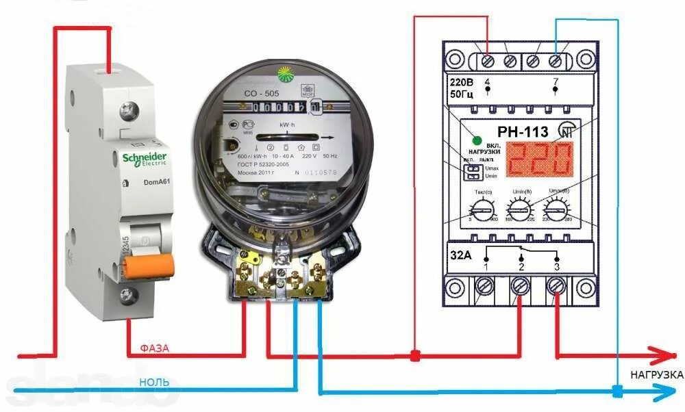 Реле напряжения счетчик схема подключения Реле напряжения 220в для дома - зубр, digitop, УЗМ, РН-113 Для дома, Дом, Электр
