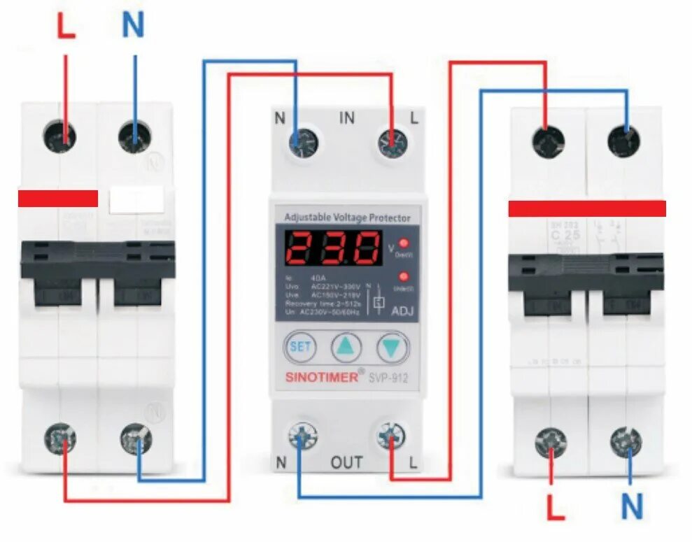 Реле напряжения в щитке квартиры схема 1 напряжение 220 в подключения