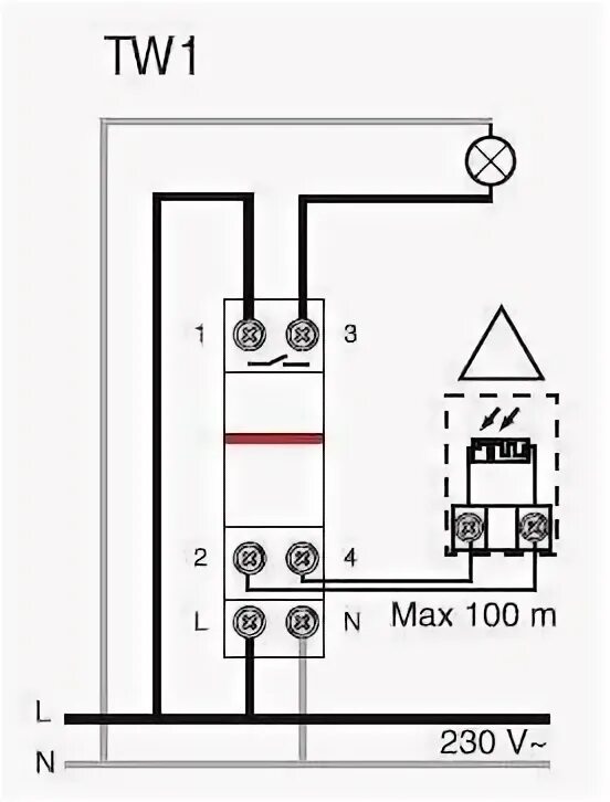 Реле освещенности с датчиком схема подключения Реле освещенности TL1 c датчиком 1 диапазон АВВ (TL1) - купить в интернет-магази