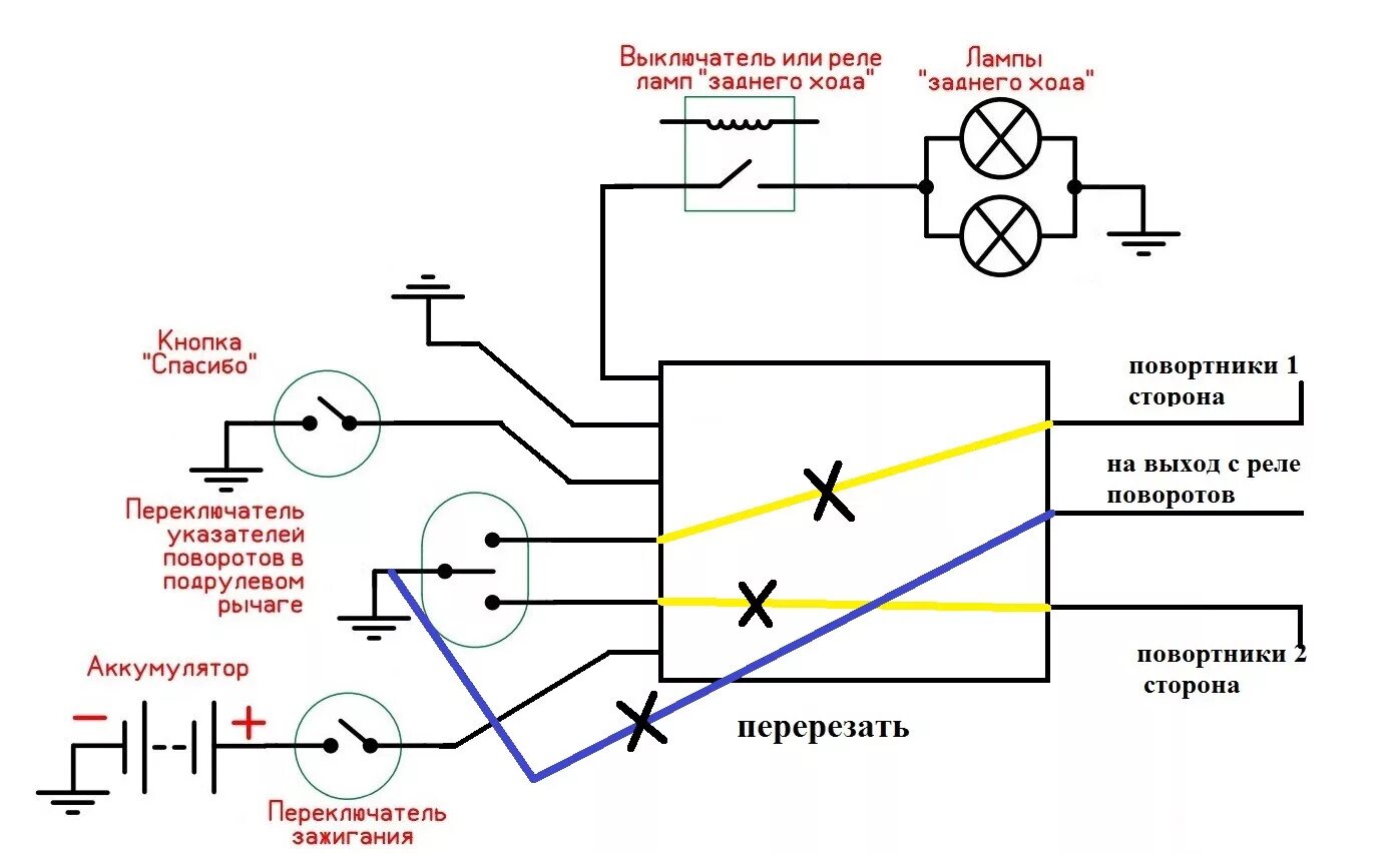 Реле поворота схема подключения проводов Удлинитель сигналов поворота с функцией "Спасибо" и включением аварийной сигнали