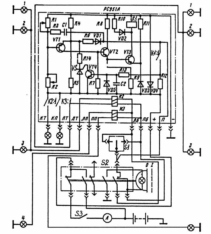 Реле поворотов рс951а схема подключения Электронные реле-прерыватели указателей поворота и аварийной сигнализации (Освещ