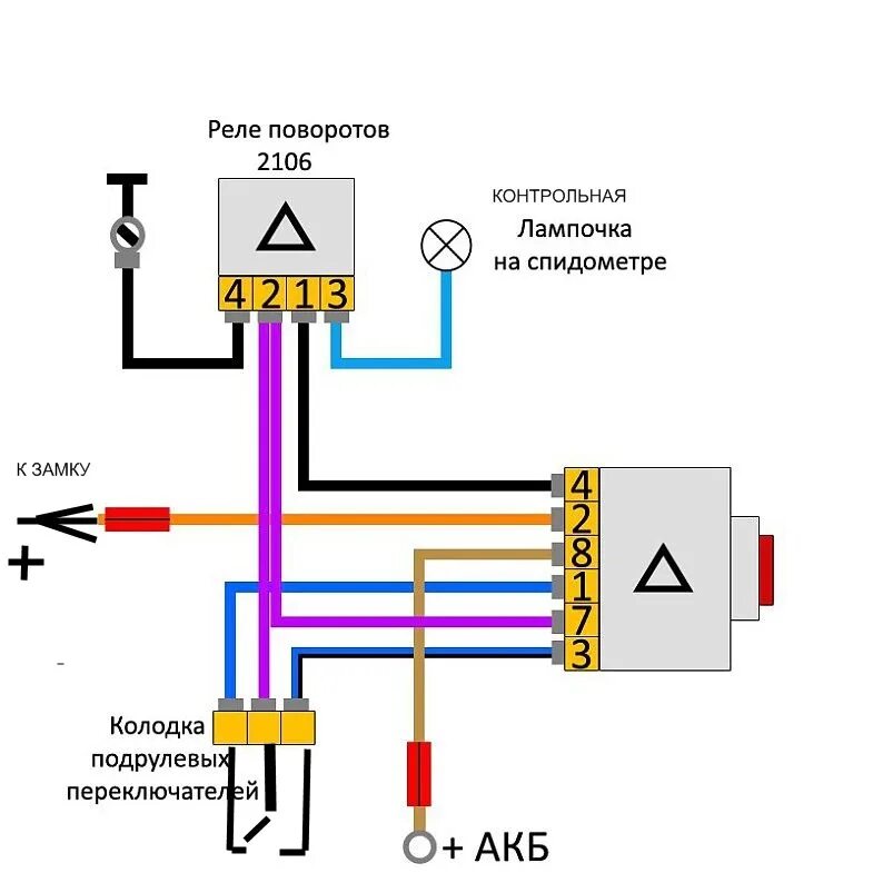 Реле поворотов схема подключения с 4 контактами Сигнализация, центральный замок, стеклоподъемники, багажник с кнопки на классике